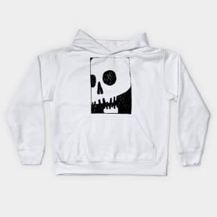 Hand-drawn comics inspired black skull Kids Hoodie